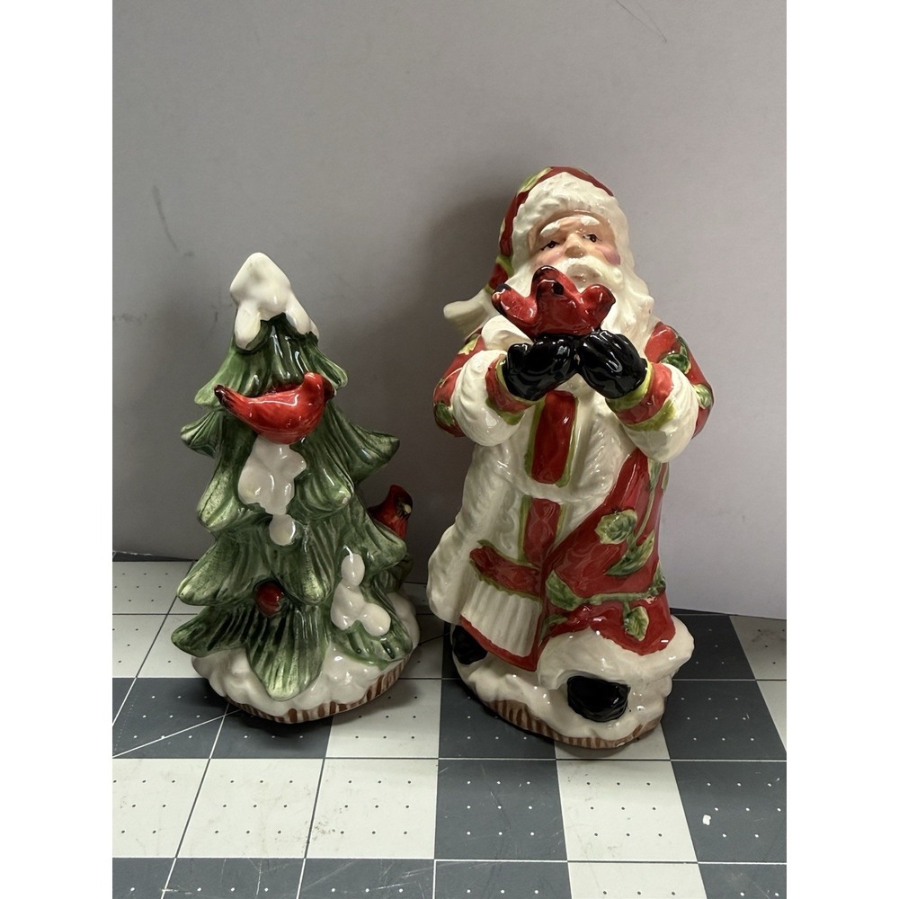 CRACKER BARREL SEASON OF PEACE SALT AND PEPPER SHAKERS SANTA AND CHRISTMAS TREE